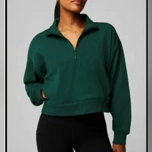 NWT-FABLETICS - Year Round Terry Half Zip Sweatshirt in Deep Sea Green